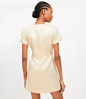 Petite Metallic Brocade Short Sleeve Mini Dress