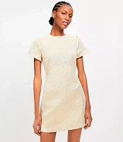 Petite Metallic Brocade Short Sleeve Mini Dress