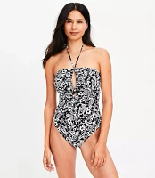 LOFT Beach Paisley Keyhole Bandeau One Piece Swimsuit