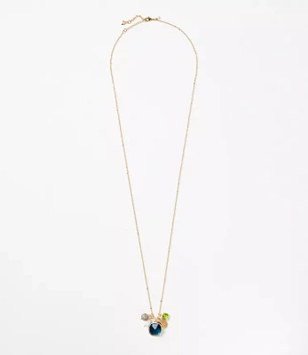 Pearlized Pave Cluster Pendant Necklace