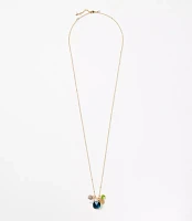 Pearlized Pave Cluster Pendant Necklace