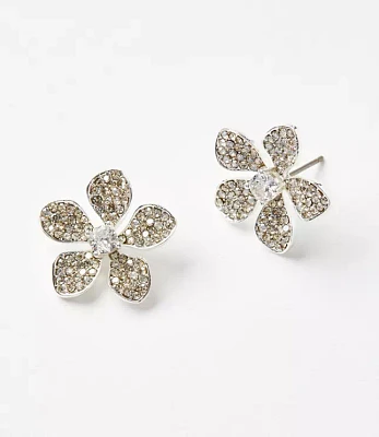 Pave Flower Stud Earrings