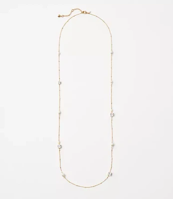 Pearlized Crystal Station Necklace