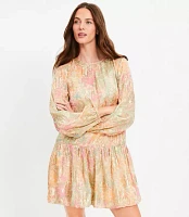 Shimmer Floral Jacquard Bubble Hem Mini Dress