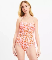 LOFT Beach Swirl Bandeau One Piece Swimsuit