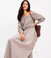 LOFT Beach Striped Poplin Smocked Off The Shoulder Top