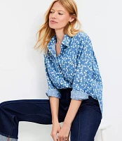 Petite Bloom Chambray Everyday Relaxed Tunic Shirt