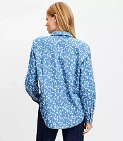 Petite Bloom Chambray Everyday Relaxed Tunic Shirt