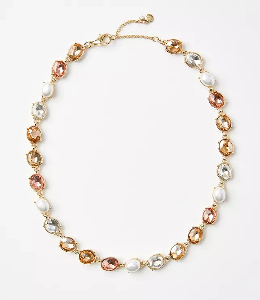 Pearlized Crystal Statement Necklace