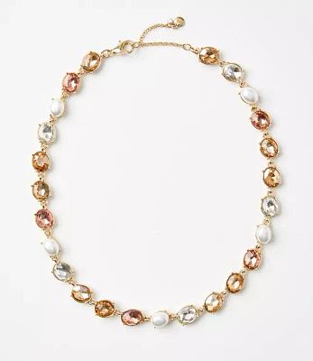 Pearlized Crystal Statement Necklace