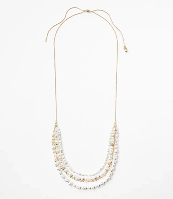 Pearlized Multistrand Pull Tie Necklace