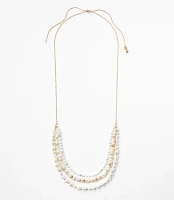 Pearlized Multistrand Pull Tie Necklace