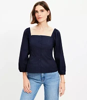 Poplin Square Neck Blouse