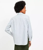 Petite Striped Cotton Poplin Everyday Relaxed Pocket Shirt