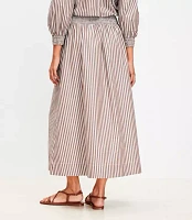 LOFT Beach Striped Poplin Smocked Midi Pocket Skirt