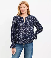 Petite Bloom Split Neck Blouse