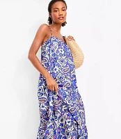 LOFT Beach Paisley Square Neck Tiered Maxi Dress