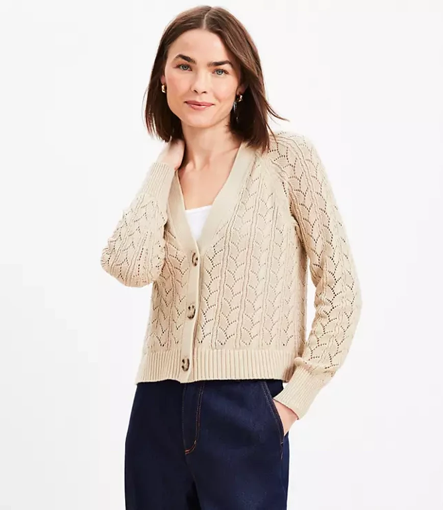 Pointelle V-Neck Cardigan