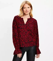 Petite Heart Split Neck Blouse