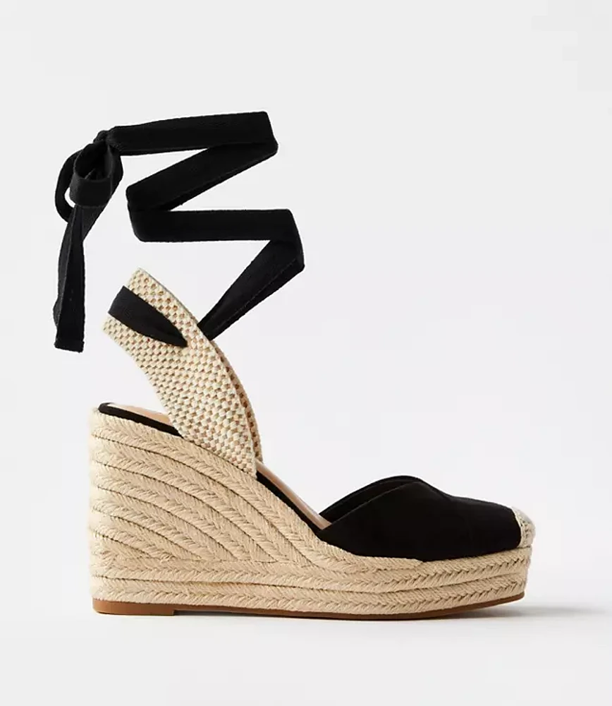 Lace Up Espadrille Wedges