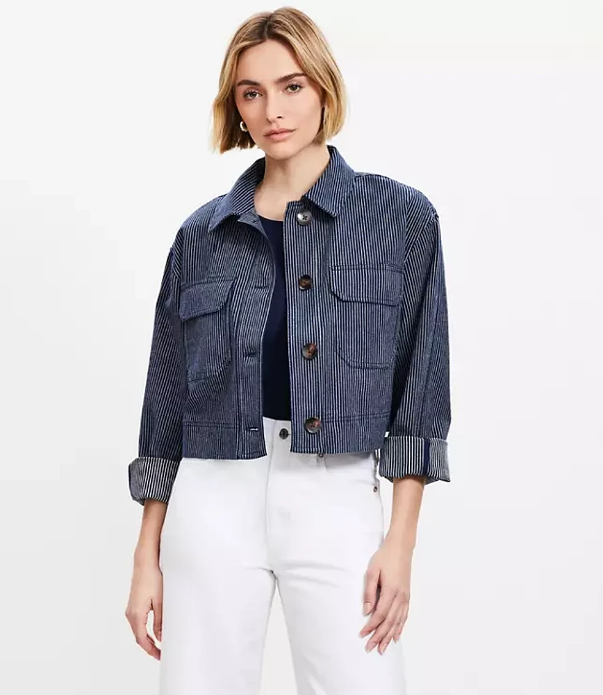 Petite Textured Stripe Wide Sleeve Jacket
