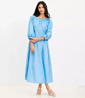 Petite Poplin Tie Cuff Midi Dress