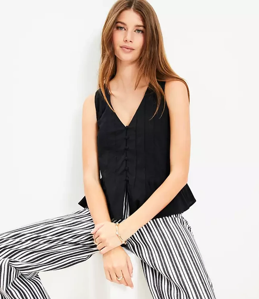 Pleated V-Neck Tank Top