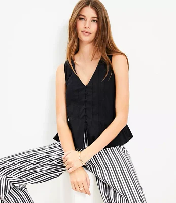 Pleated V-Neck Tank Top