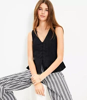 Pleated V-Neck Tank Top