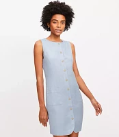 Petite Linen Blend Button Mini Pocket Dress