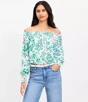 Petite Floral Smocked Off The Shoulder Top