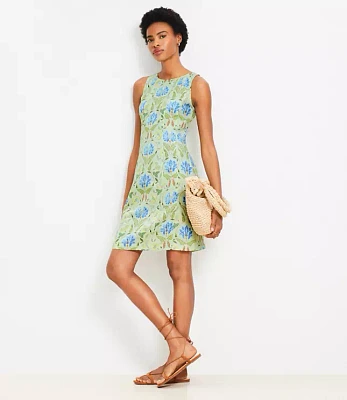 Garden Linen Blend Seamed Mini Dress