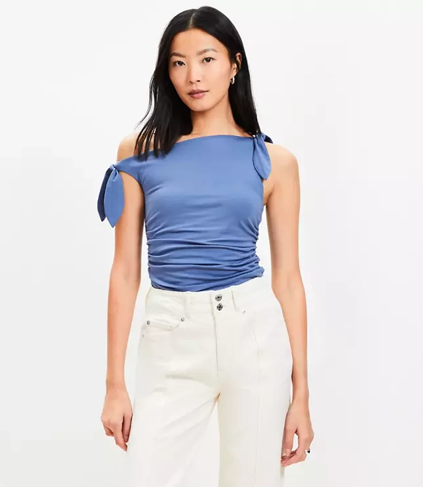 Bow Tie Shirred Top