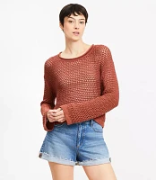 Mesh Wide Sleeve Boatneck Sweater