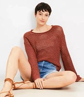 Mesh Wide Sleeve Boatneck Sweater