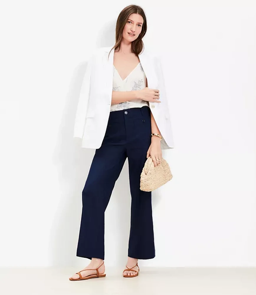 Palmer Wide Leg Crop Pants Linen Blend