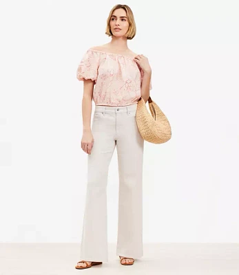 Mid Rise Wide Leg Jeans Washed Pink