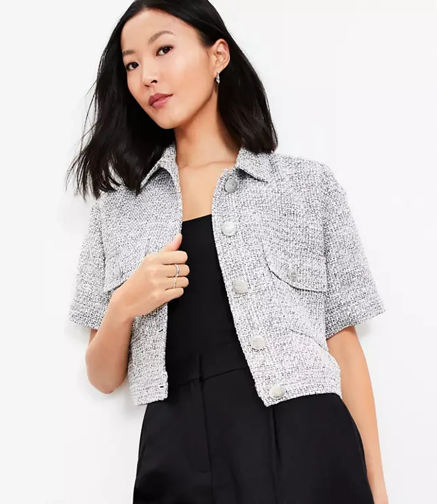 Petite Tweed Short Sleeve Jacket