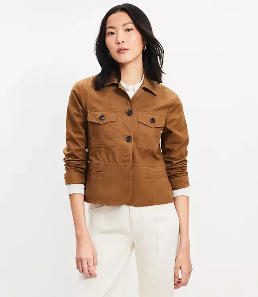 Petite Twill Tailored Utility Jacket