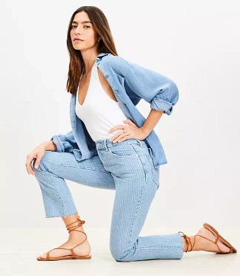 Fresh Cut High Rise Kick Crop Jeans Blue Stripe
