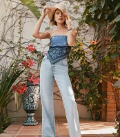 Mid Rise Wide Leg Jeans Light Wash