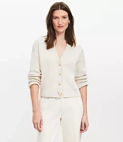 Petite Ribbed Wide Sleeve V-Neck Cardigan