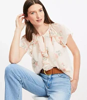 Petite Floral Chiffon Ruffle Top