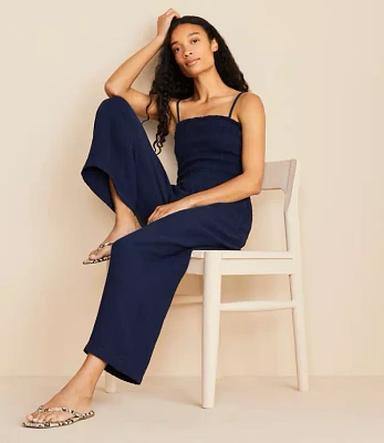 Lou & Grey Smocked Triple Cloth Jumpsuit