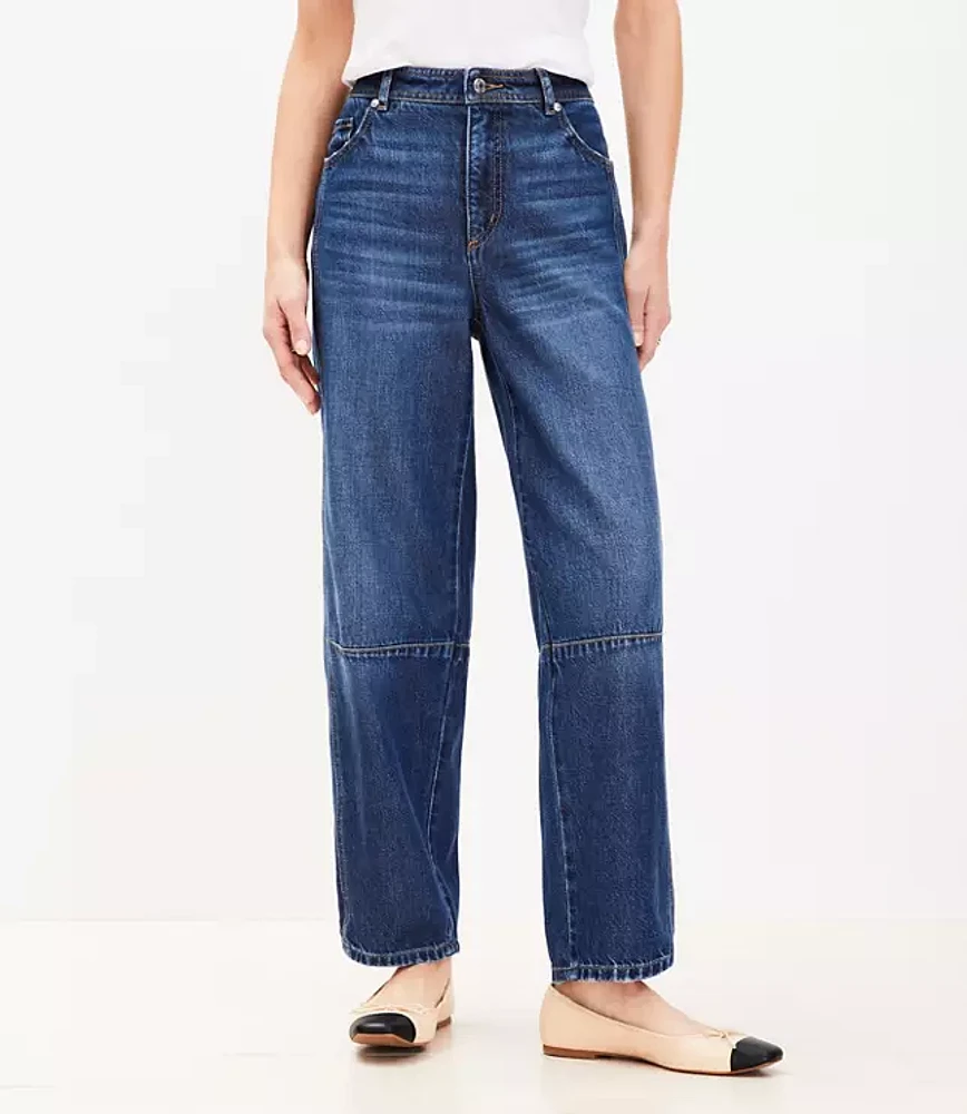 Curvy High Rise Barrel Jeans Dark Wash