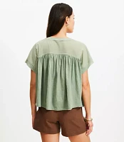 Split Neck Mixed Media Top