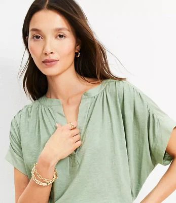 Split Neck Mixed Media Top