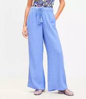 Petite LOFT Beach Triple Cloth Wide Leg Pants