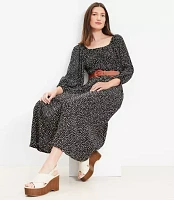 Petite Dotted Smocked Waist Midi Dress