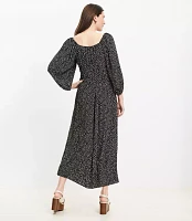 Petite Dotted Smocked Waist Midi Dress